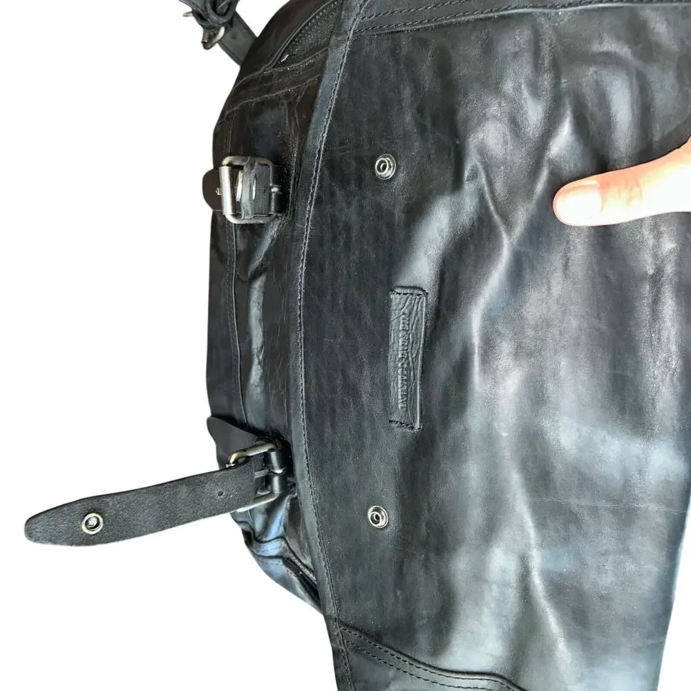 New Frye black leather messenger bag